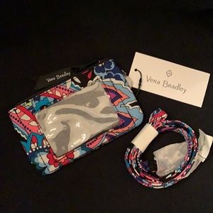 Vera Bradley Haymarket Paisley zip ID case and lanyard set NWT